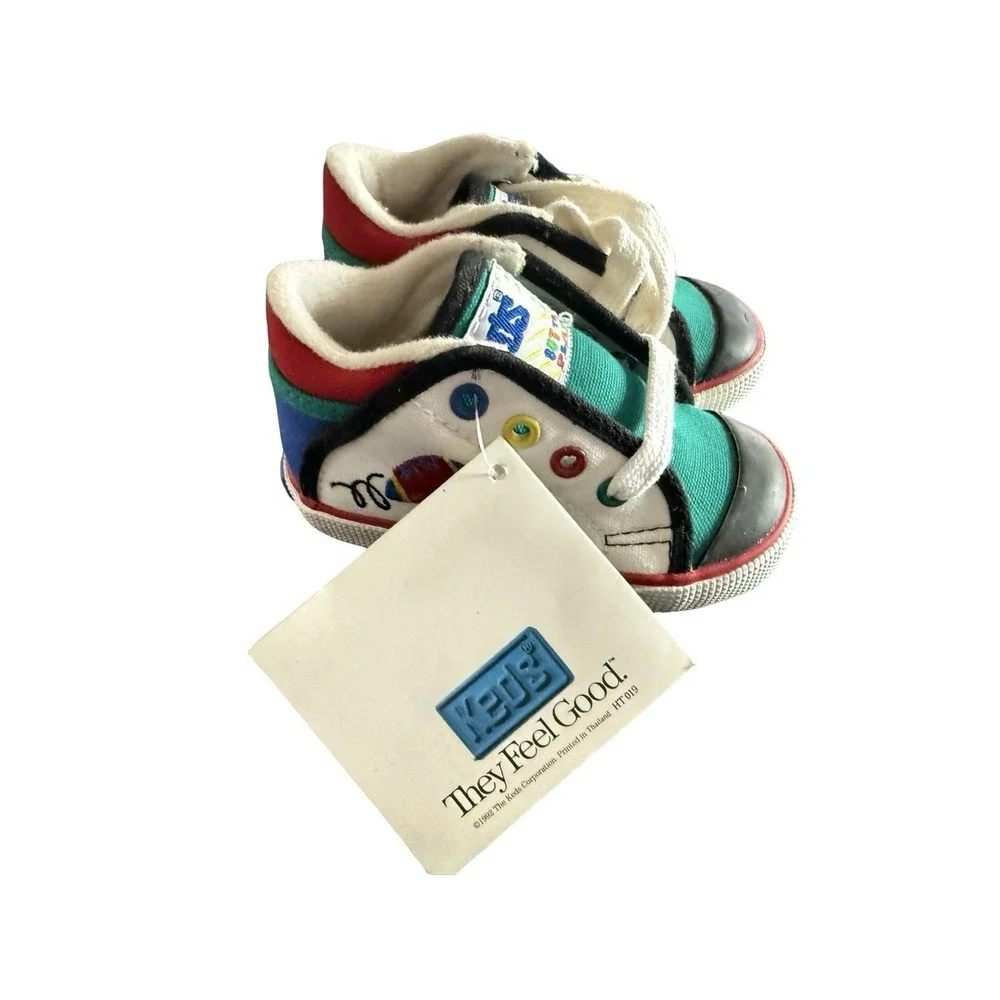 Vintage Keds hi-top primary colors football canvas sneakers shoes boys‎ sz 4 1/2